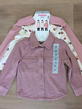 Girls' 3-piece Pink Jacket And Tops Set - 3T